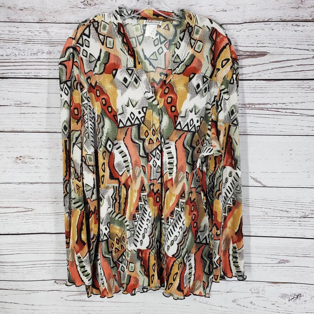 Matana Women's Multicolor V-Neck Long Sleeve Top Shirt Size XL